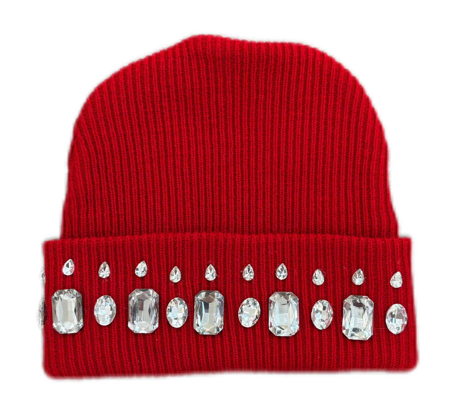 MANI Studded Large Stone Beanie "Cherry Red"