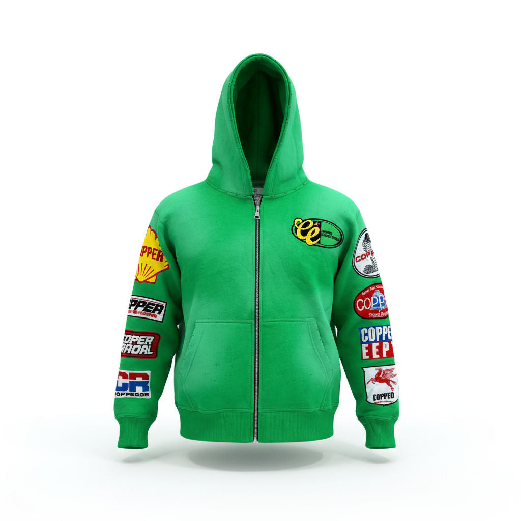 COPPED Motor Sports Zip-Up Hoodie Green