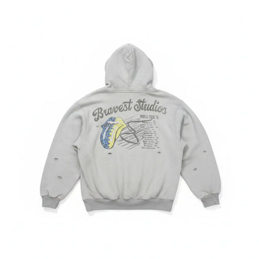 Bravest Studio Grey Tour Zip Up Hoodie