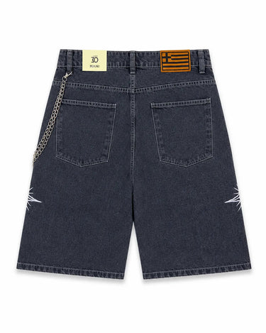 MANI Embroidered Logo Denim Shorts Grey