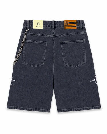 MANI Embroidered Logo Denim Shorts Grey