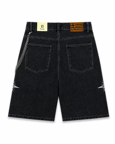 MANI Embroidered Logo Denim Shorts Black