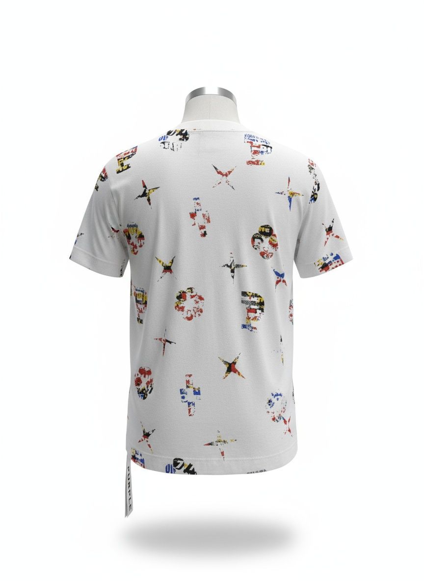 Purple Brand Textured Jersey Short Sleeve Tee Off White