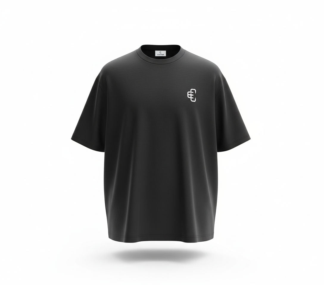 Copped Seamless Tee Single Layer Black White Logo