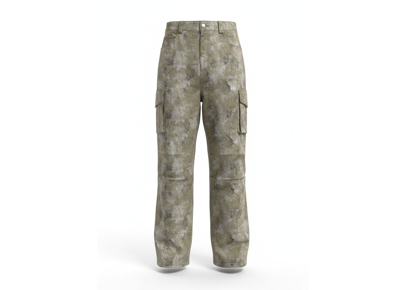 Baggy Dual Tone Sueded Cargo Pants Olive