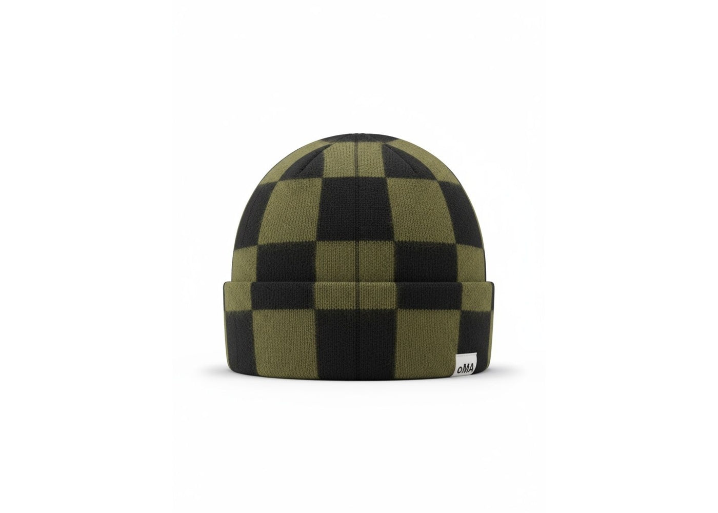 oMA Studios Checkered Mohair Skull Cap Army/Black