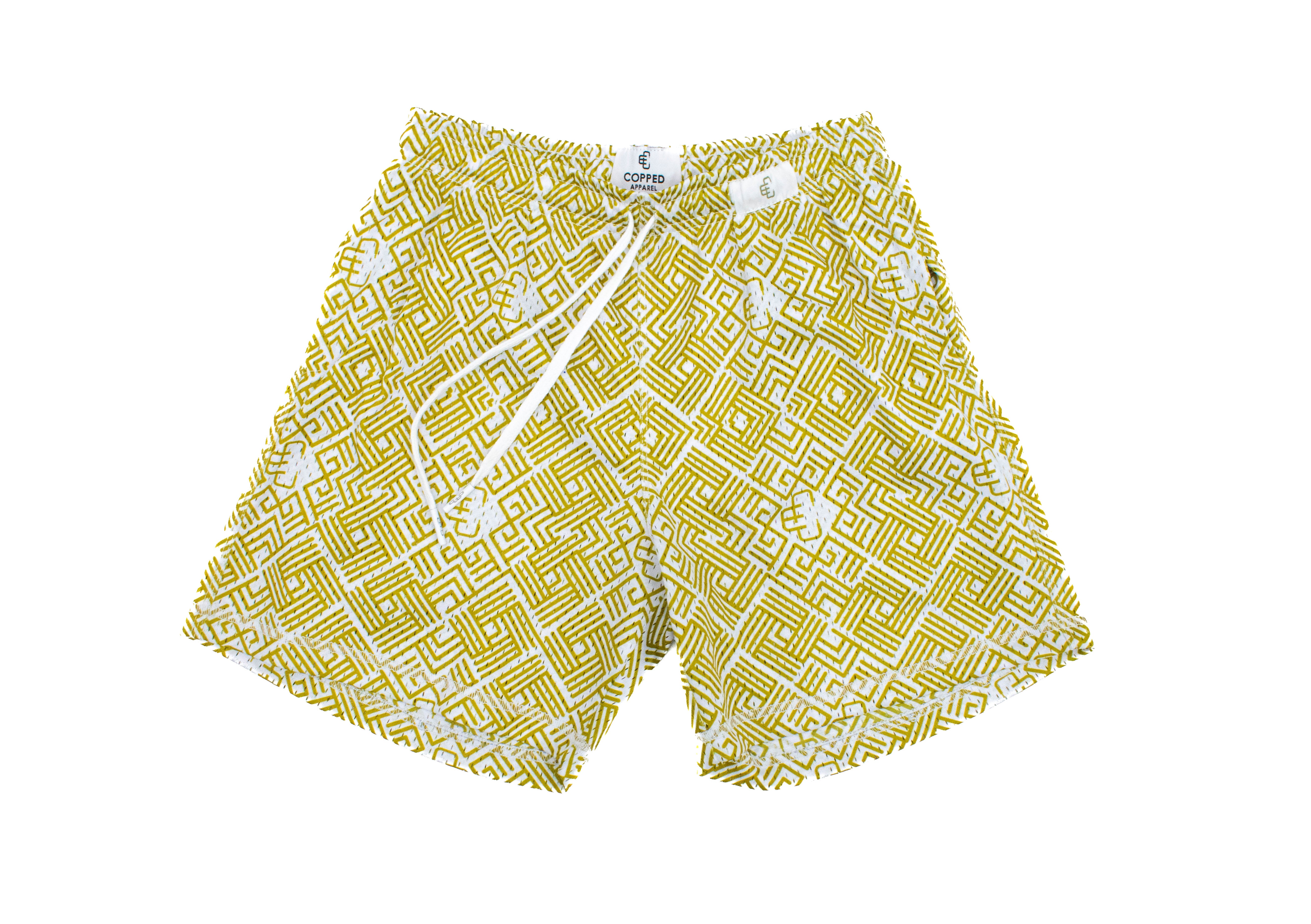 Copped Shorts All Over Print Gold