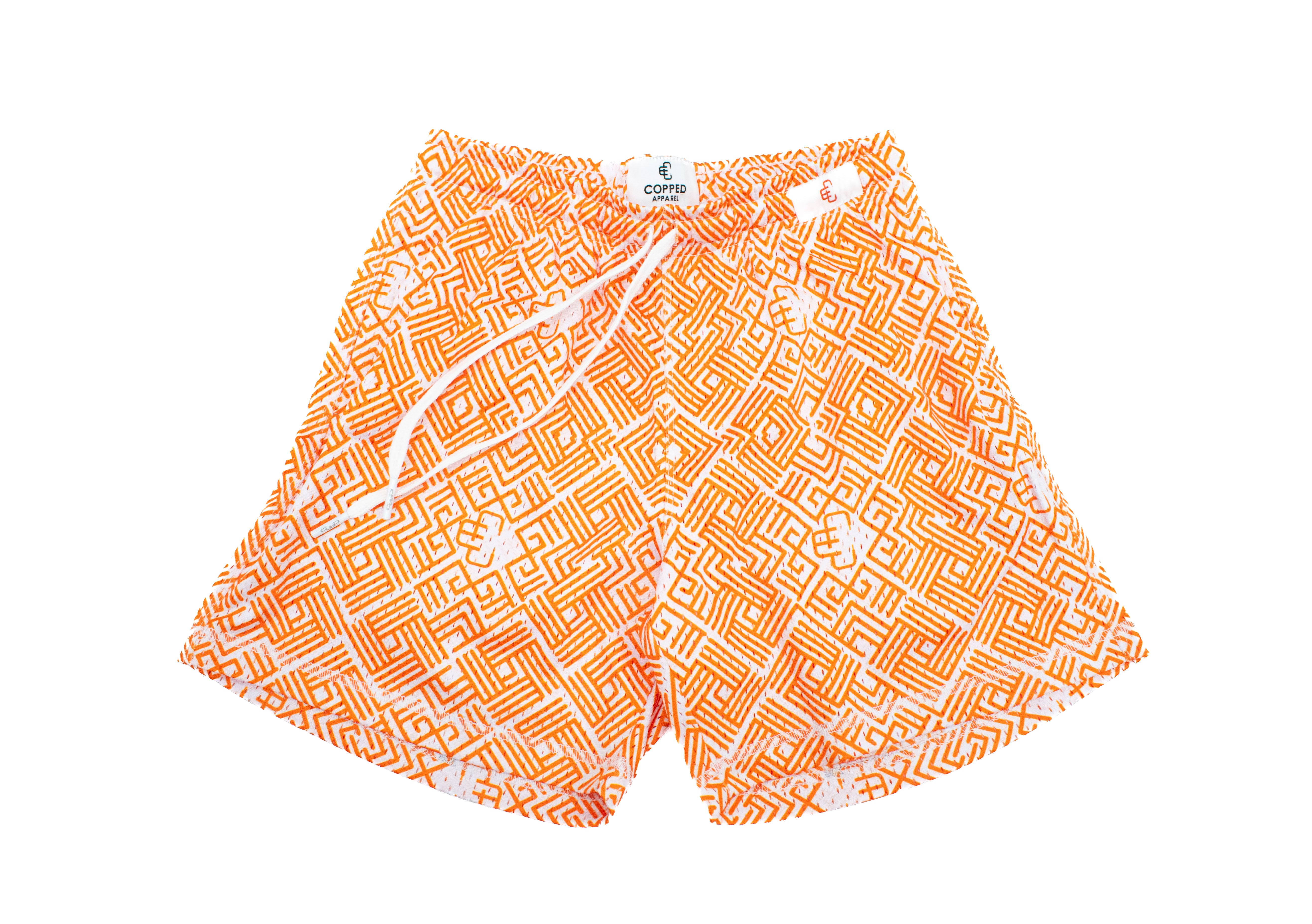 Copped Shorts All Over Print Orange