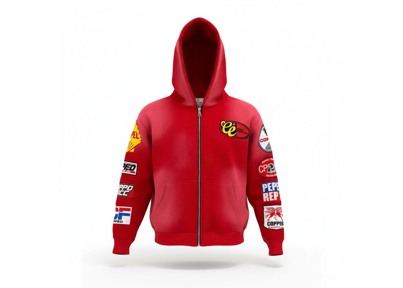 COPPED Motor Sports Zip-Up Hoodie Red