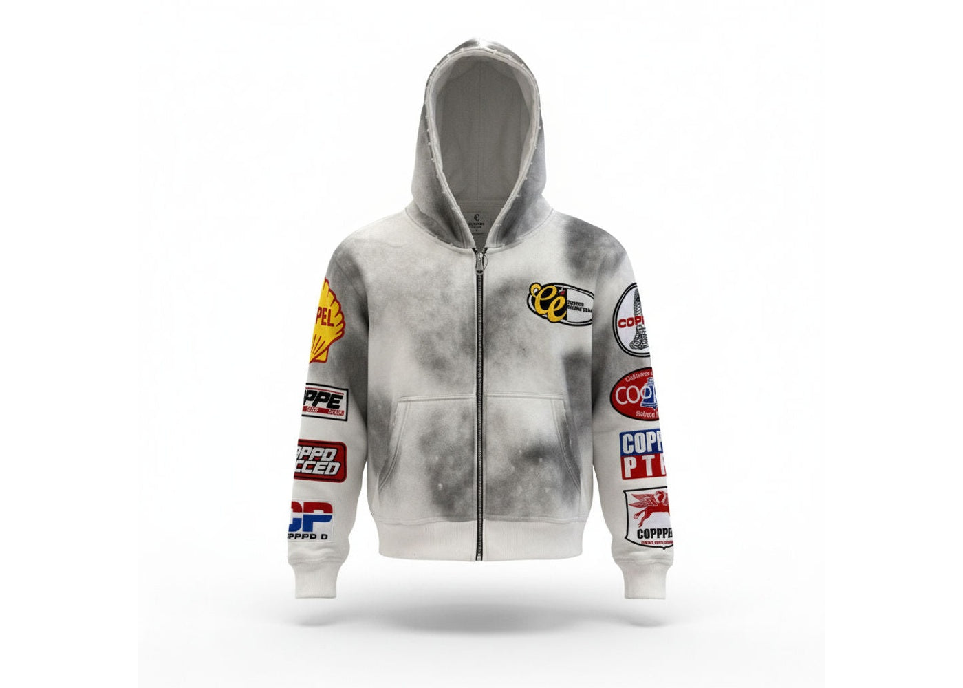 COPPED Motor Sports Zip-Up Hoodie White