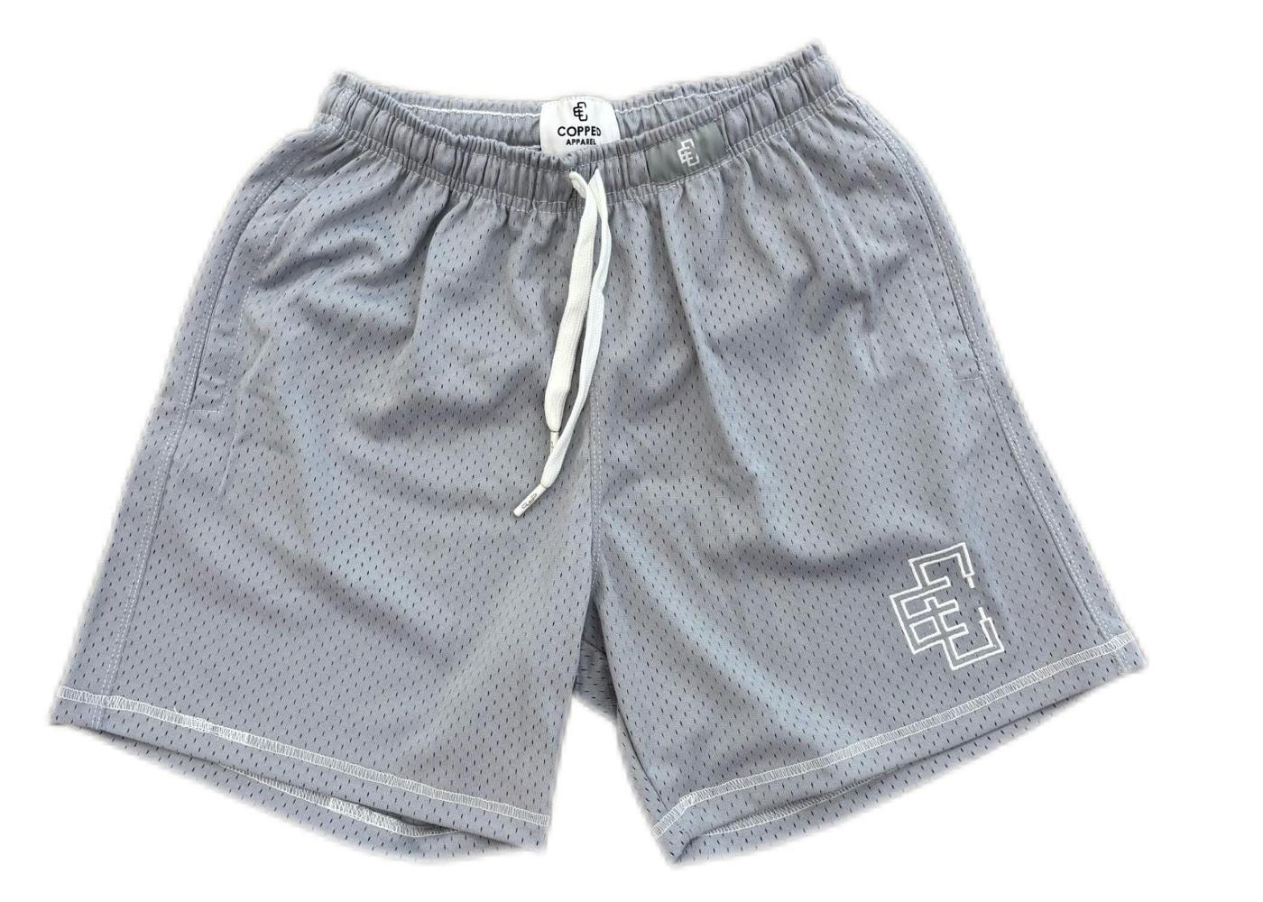 Copped Contrast Mesh Shorts "Grey"