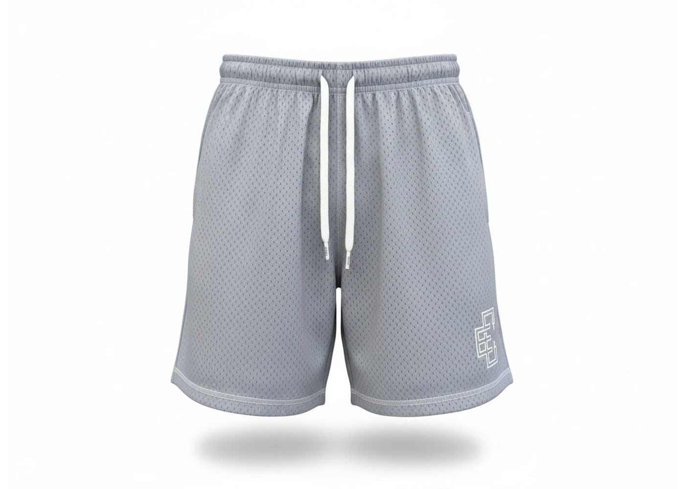 Copped Contrast Mesh Shorts "Grey"