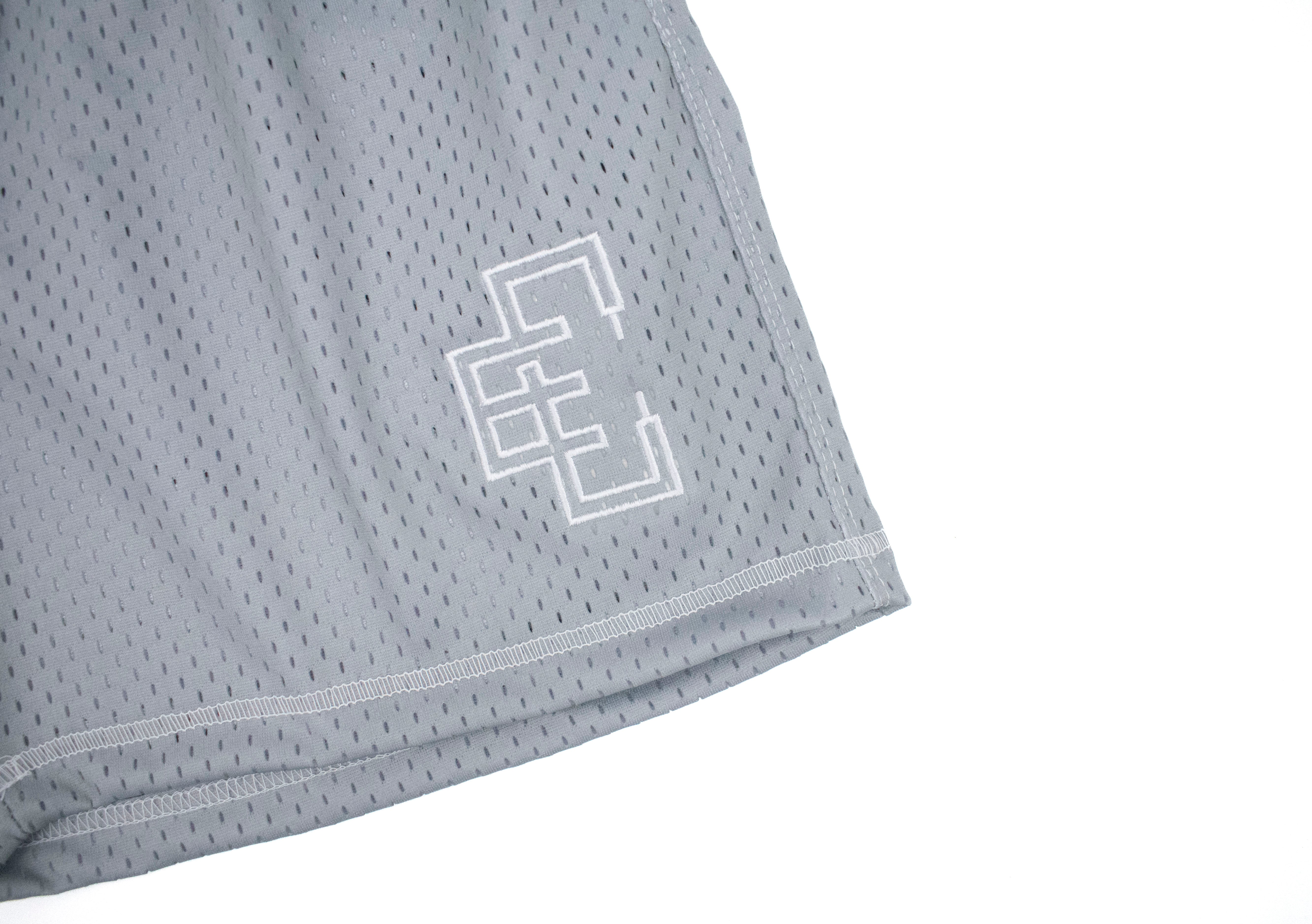 Copped Contrast Mesh Shorts "Grey"