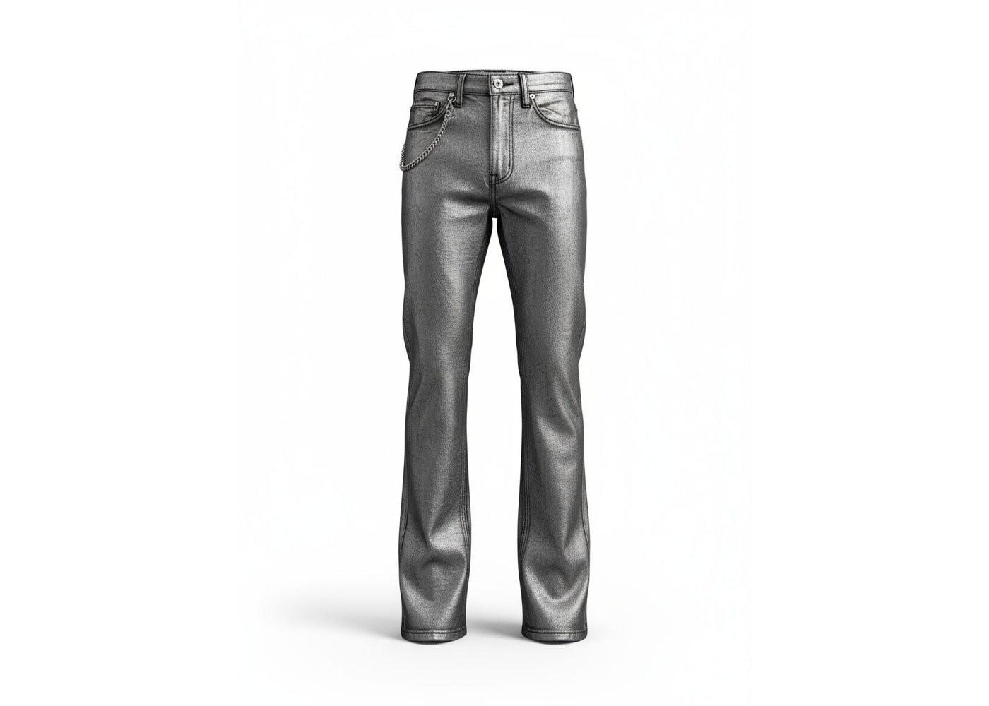 KNB3469-BLACK FOIL-WAXED PANTS