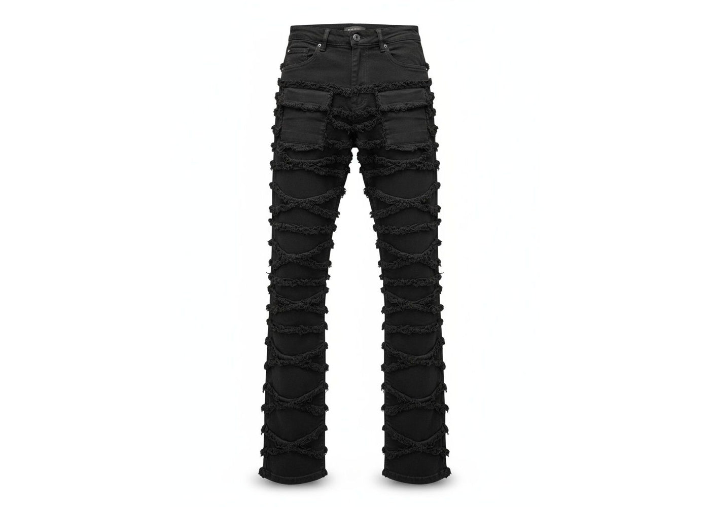 KND4737-JET BLACK DISTRESSED POCKET JEANS