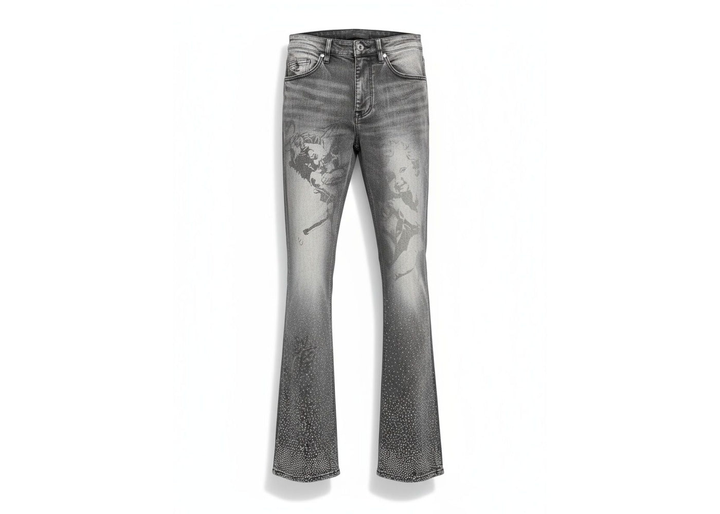 KND4897-M.GREY ANGEL RHINESTONE JEANS