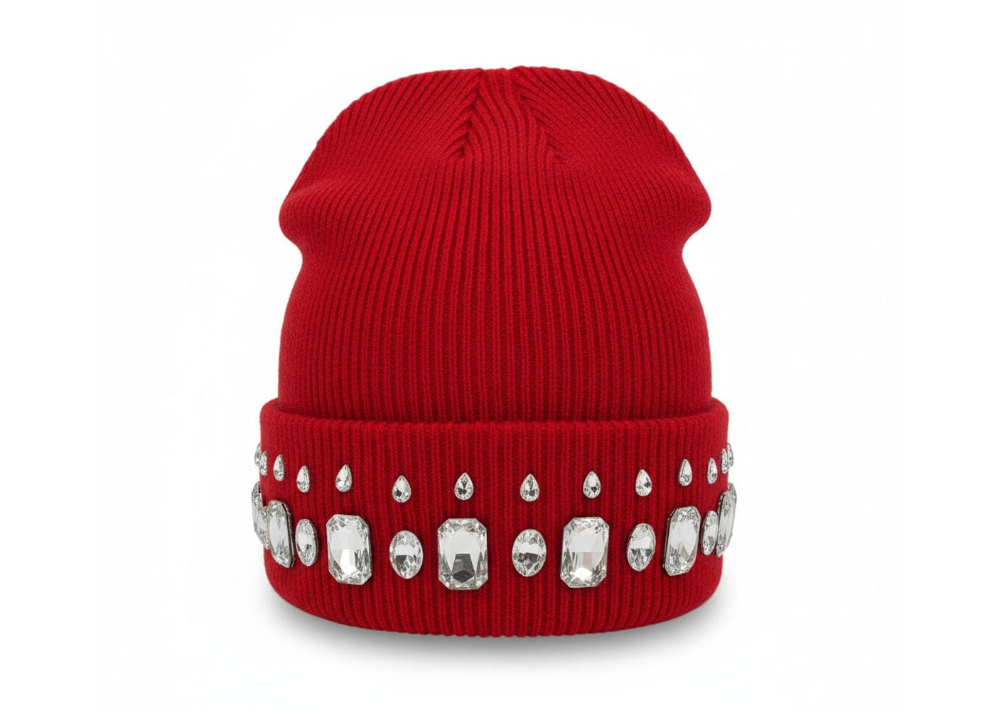 MANI Studded Large Stone Beanie "Cherry Red"