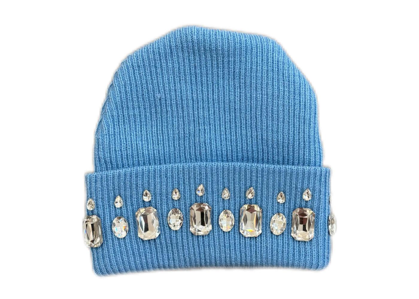 MANI Studded Large Stone Beanie "Light Blue"