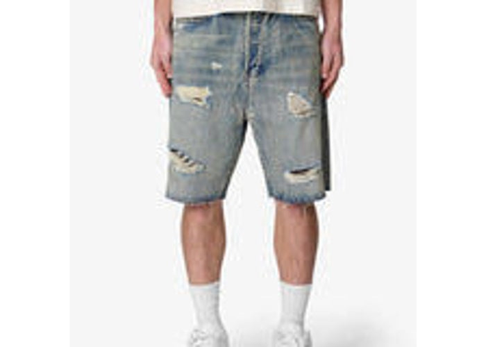 MNML Baggy Rip Denim Shorts Vintage Blue