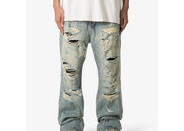 MNML Ultra Baggy Distressed Denim - Vintage Blue
