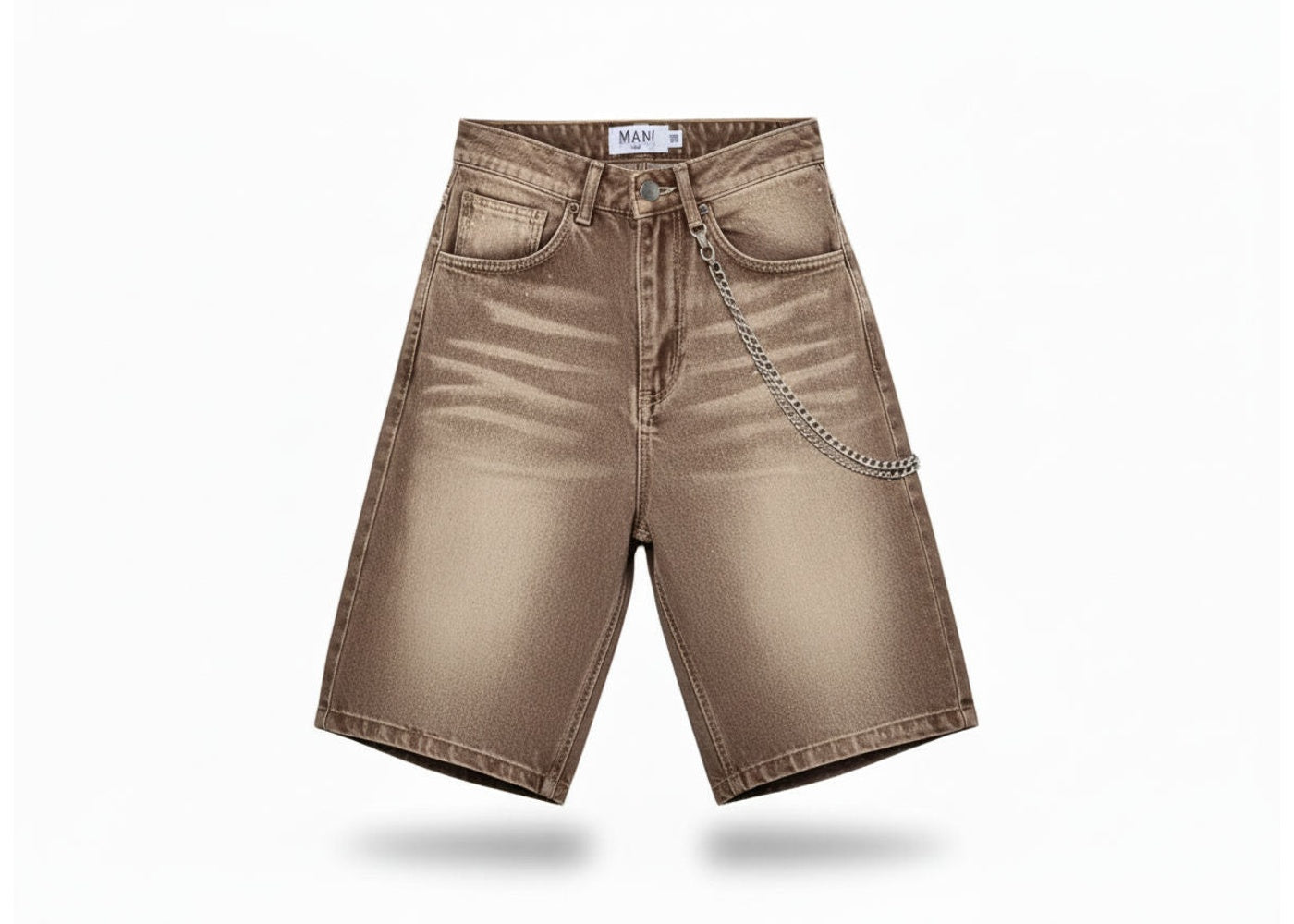 Mani Denim Shorts Khaki