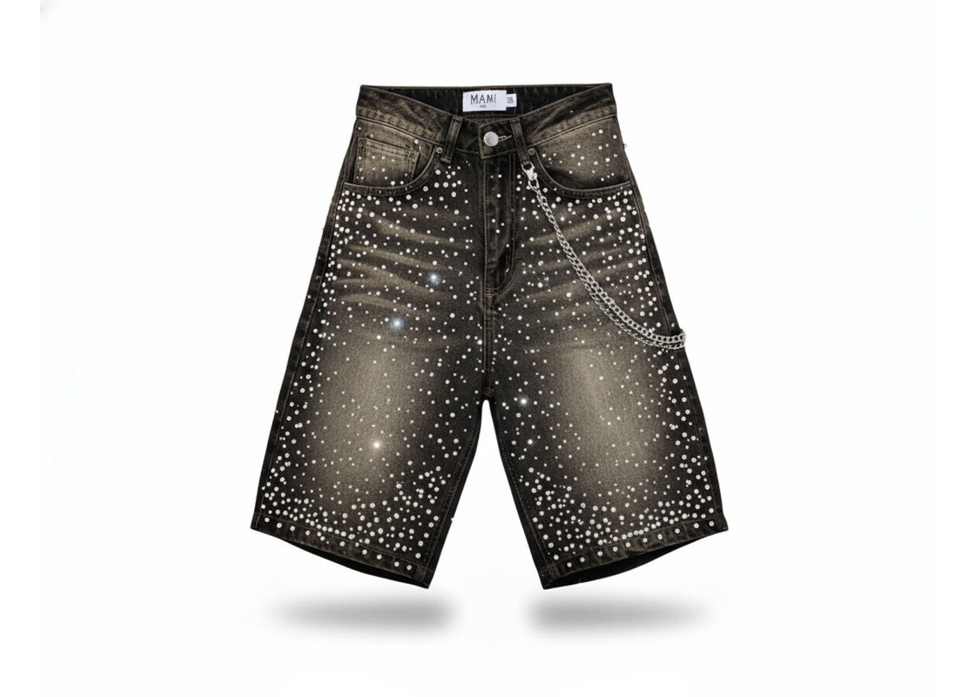 Mani Pearl Denim Shorts Washed Black