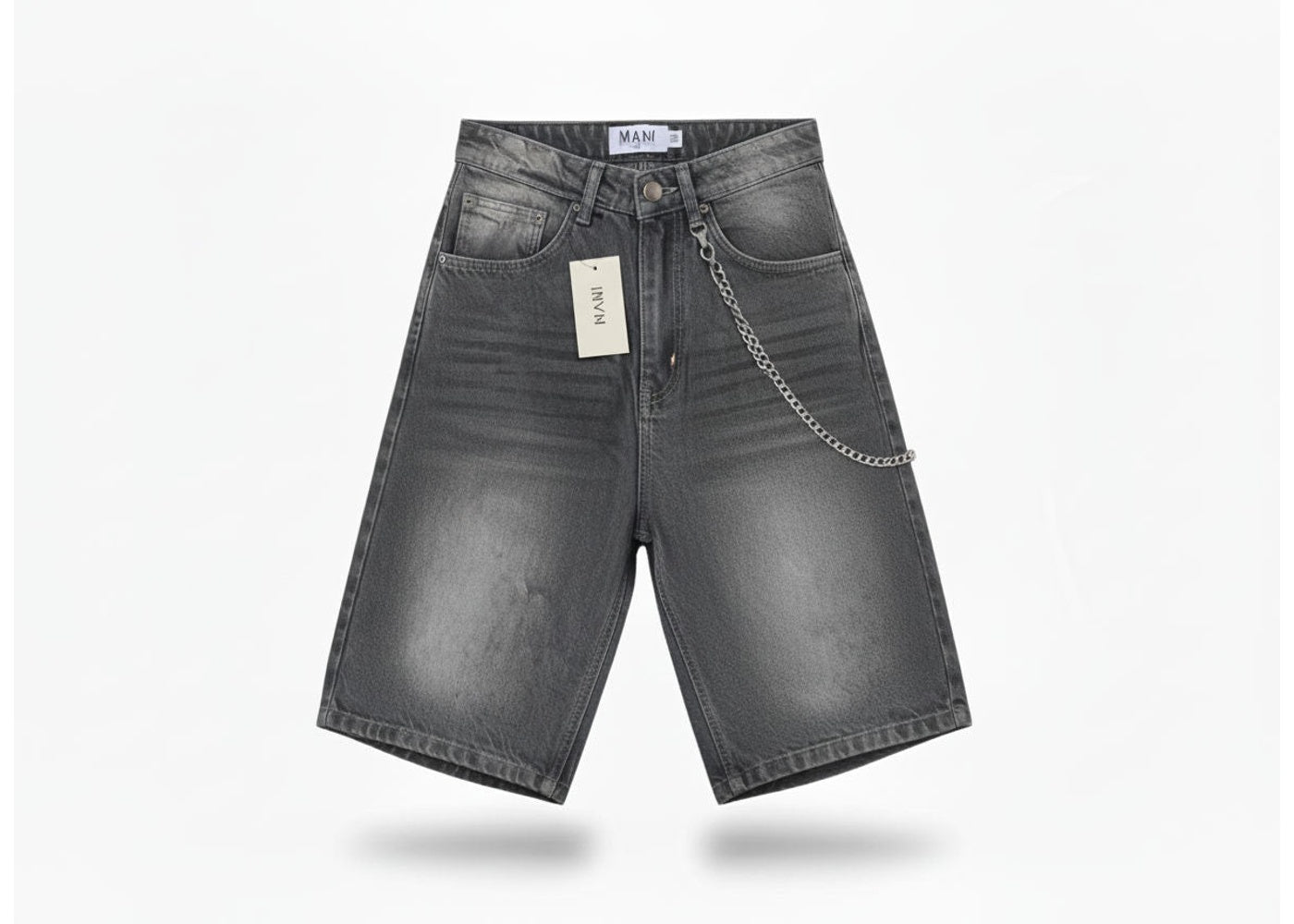 Mani Washed Grey Denim Shorts