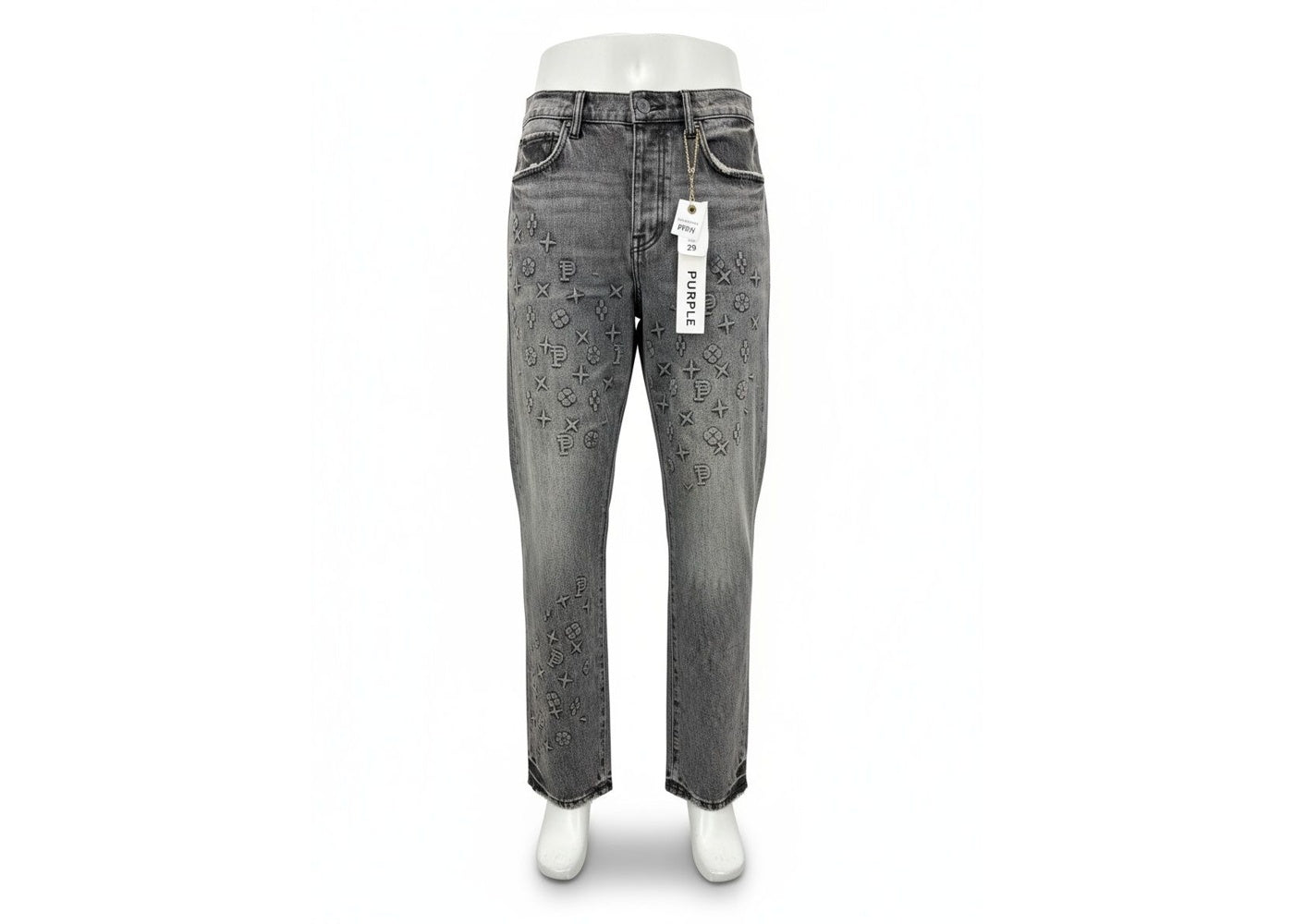 Purple Brand Embossed Denim Black Skinny Jeans