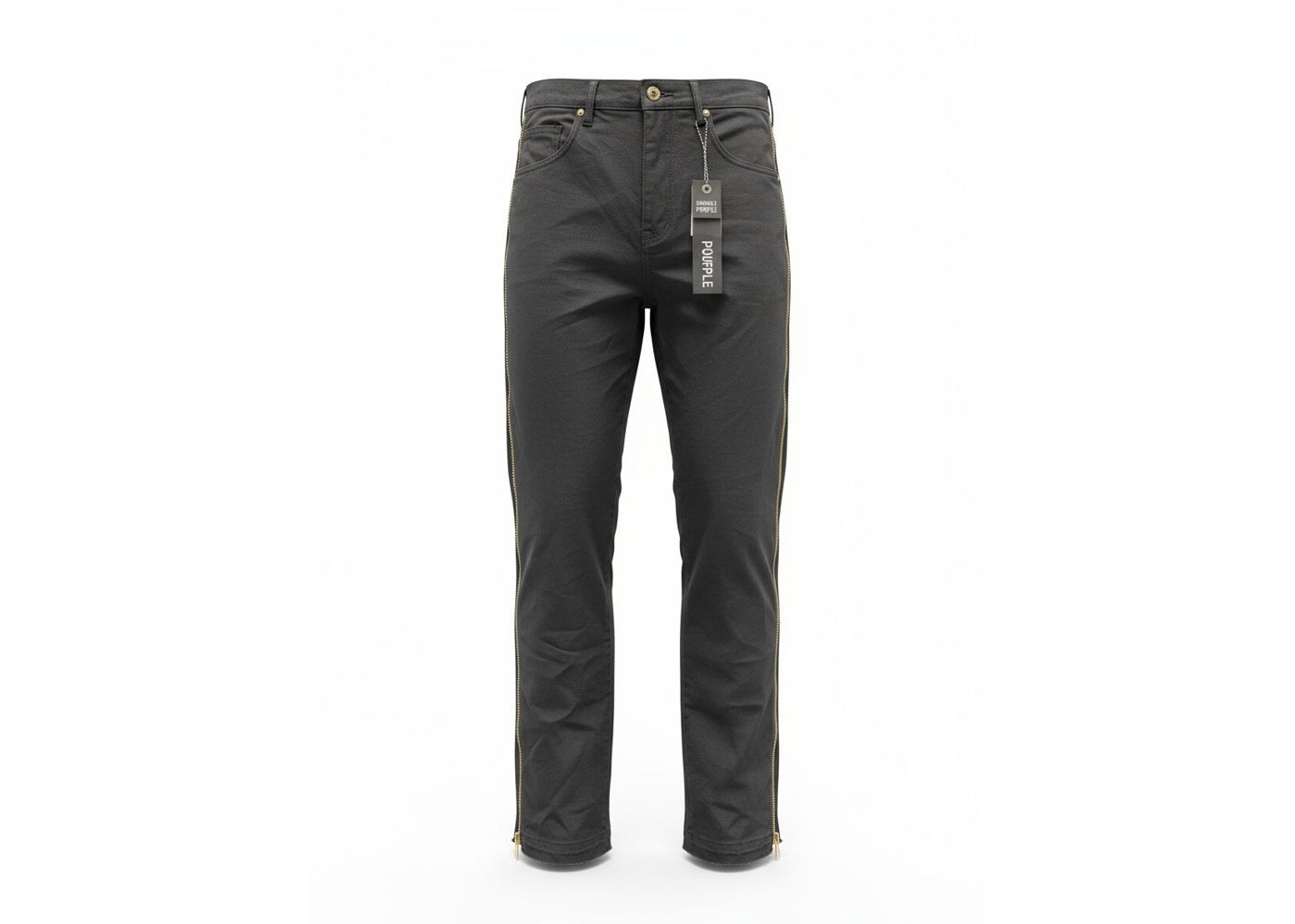 Purple Brand Full Side Zip Black Skinny Jeans