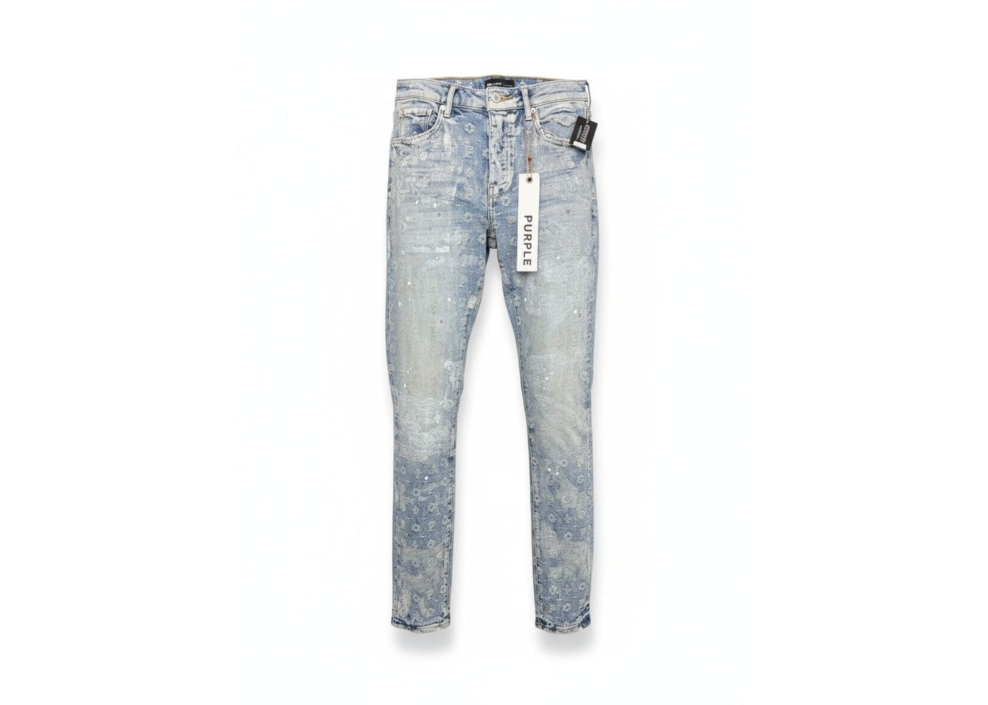 Purple Brand Jacquard Monogram Holographic Indigo Skinny Jeans