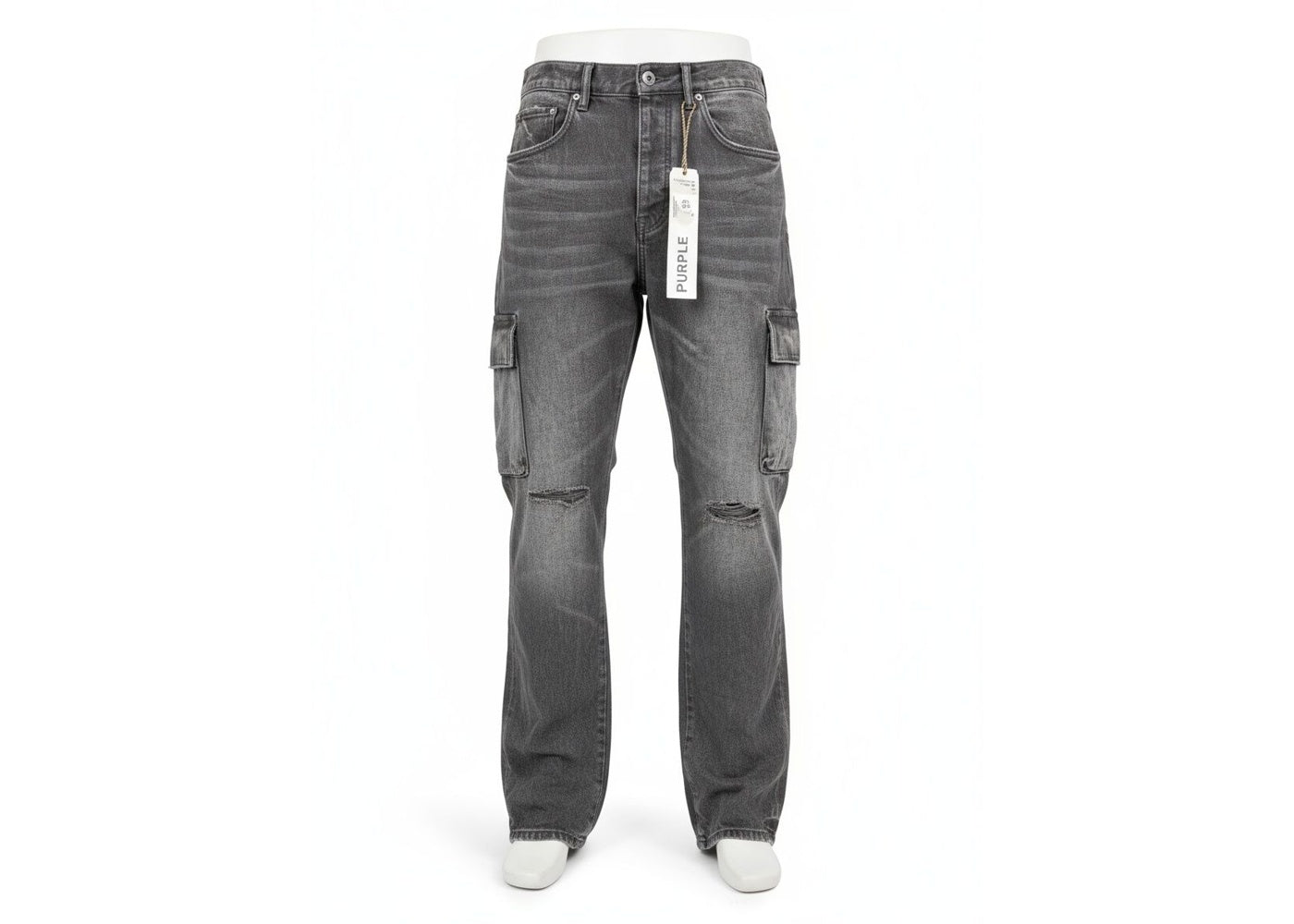 Purple Brand Relaxed Cargo Black Skinny Jeans
