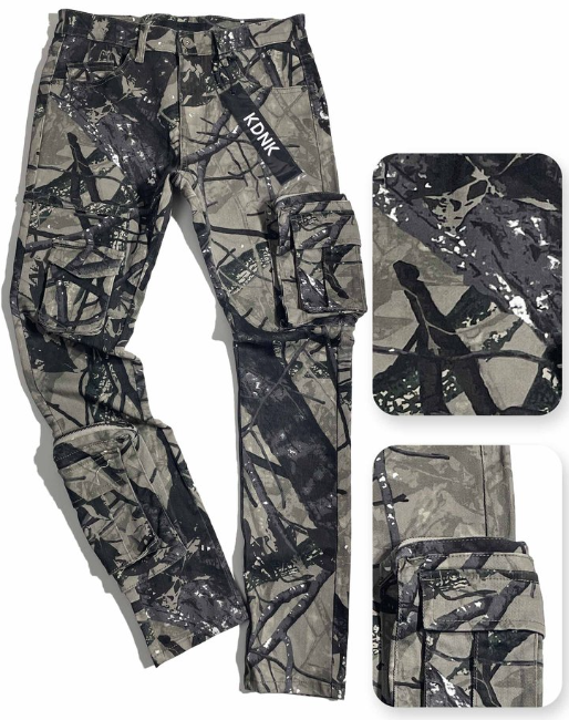 KDNK JEANS KNB3393 H.CAMO.CHAR SKINNY CARGO PANTS