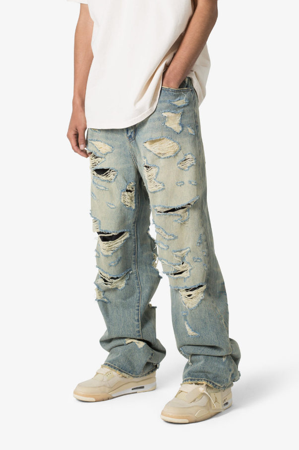 MNML Ultra Baggy Distressed Denim - Vintage Blue