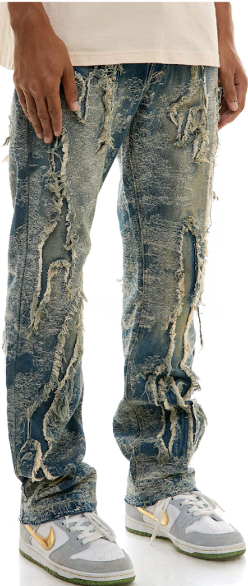 KDNK JEANS KND4768 BLUE UNDER PATCHED JEANS