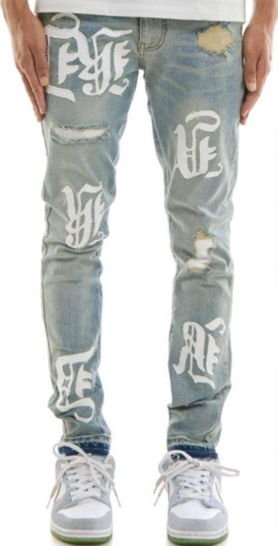 KDNK JEANS KND4795 BLUE PATCHED JEANS