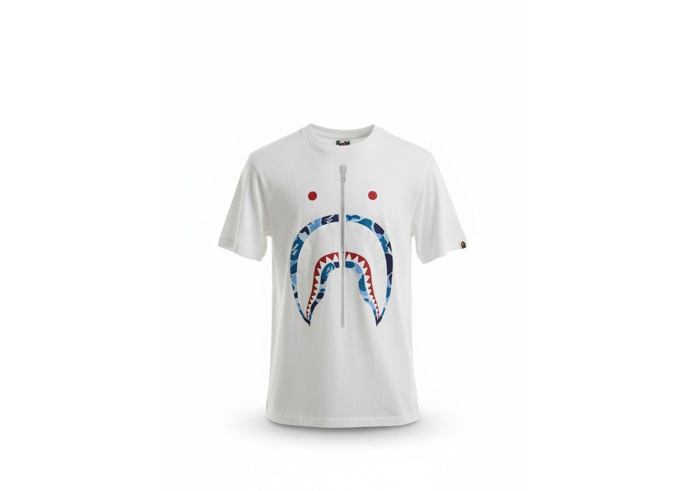 BAPE ABC Camo Shark Tee White/Blue/Silver