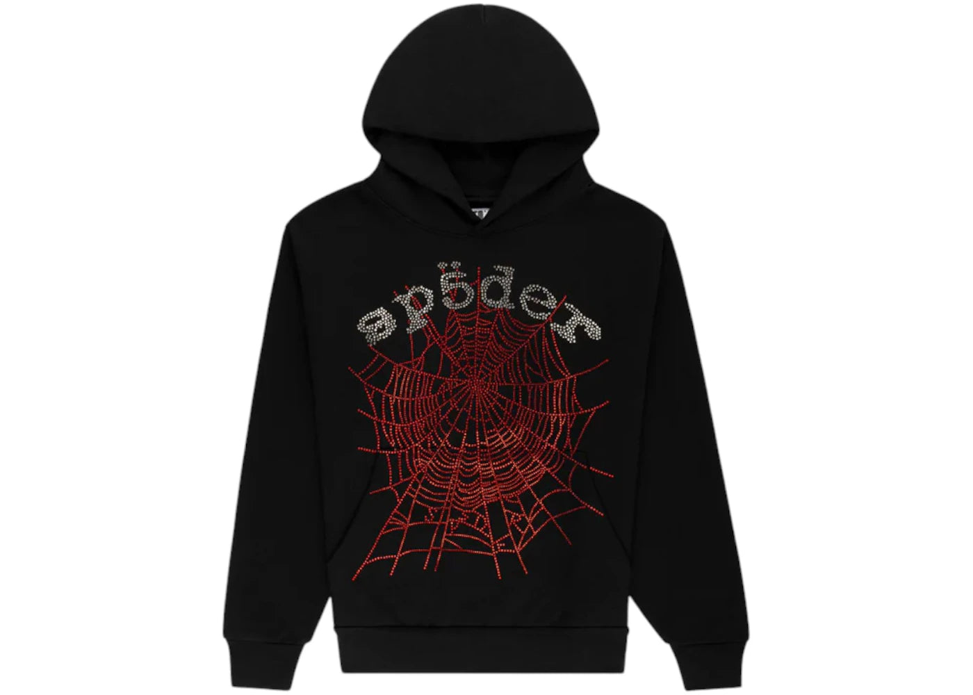 Sp5der Rhinestone OG Web V2 Hoodie Black