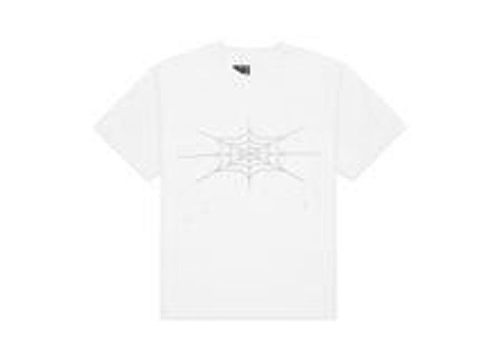 Sp5der Rhinestone Silk Tee White