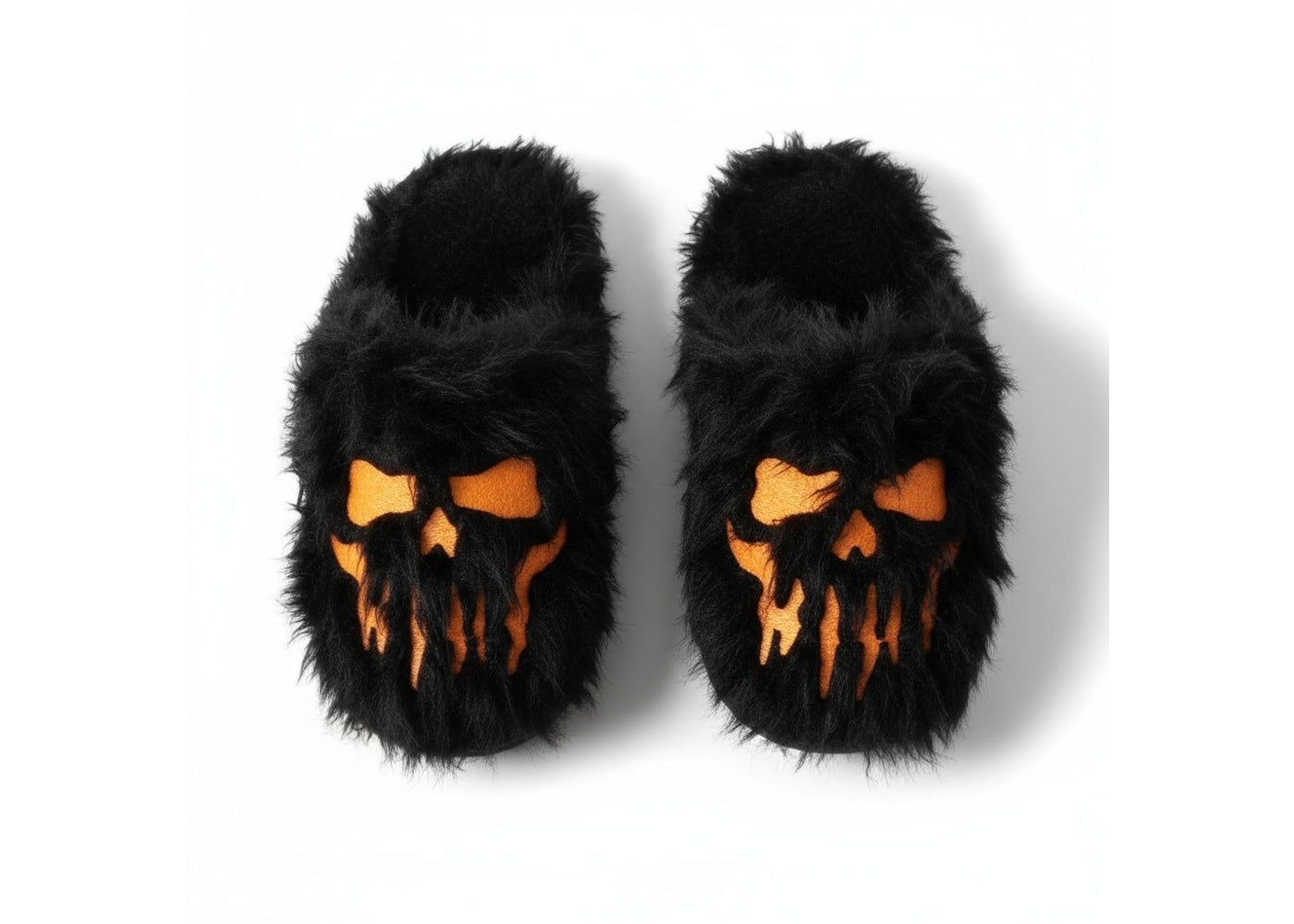 Warren Lotas Furry Skull Slippers Black