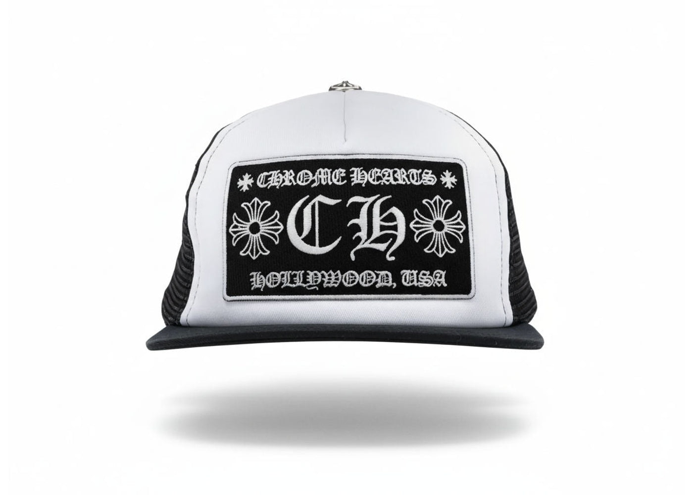 Chrome Hearts CH Hollywood Trucker Hat Black/White