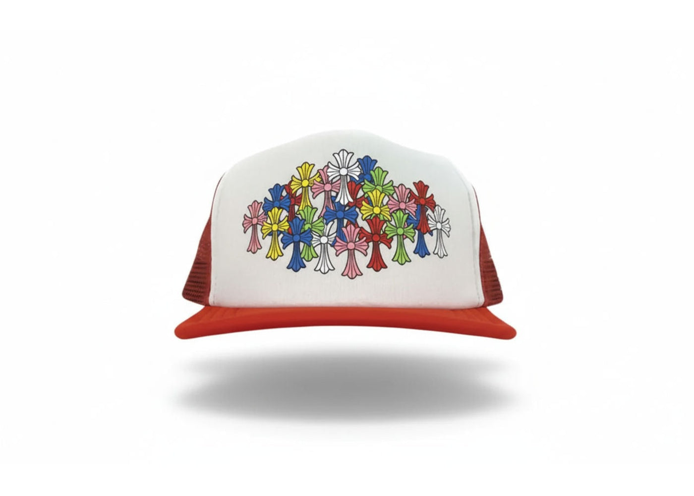 Chrome Hearts Multi-Color Cross Trucker Hat – Red/White