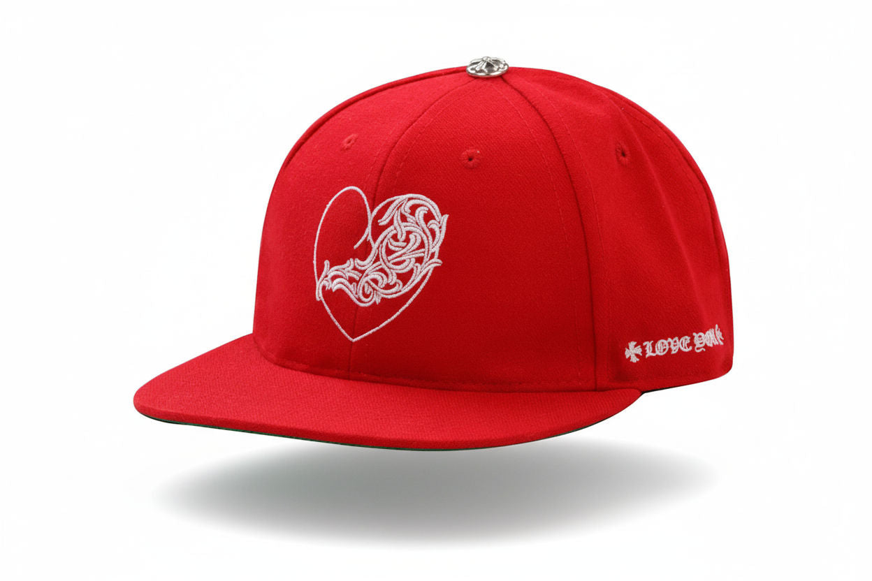 Chrome Hearts Viny Heart Baseball Fitted Cap Red