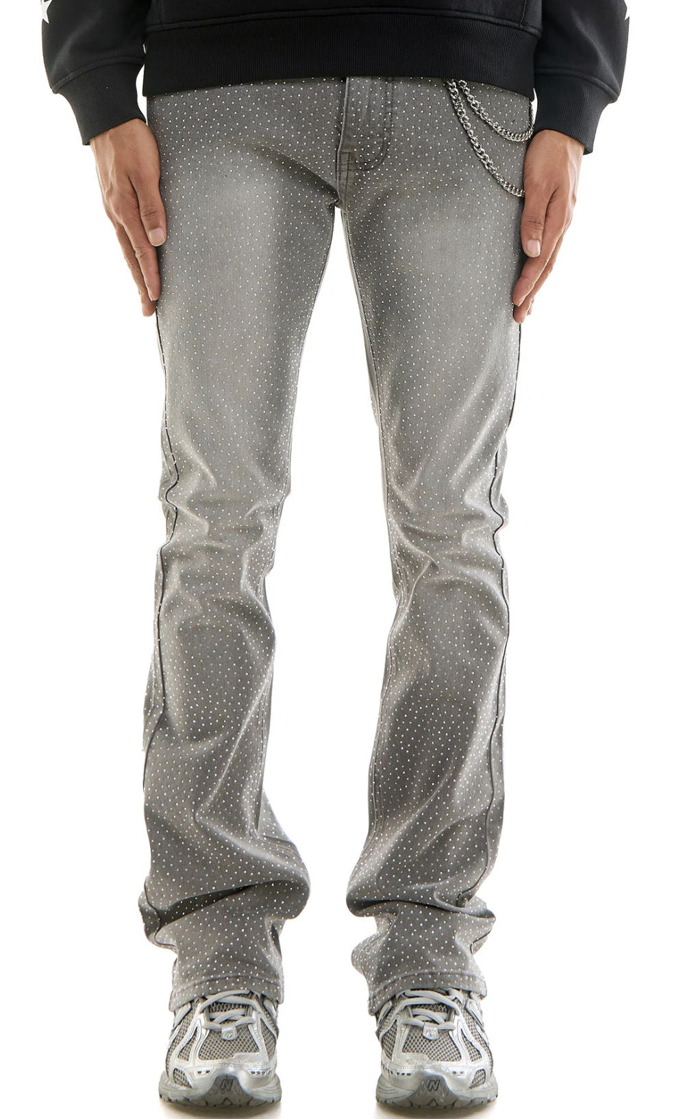 KDNK Jeans KND4806-M.Grey Rhinestone Jeans
