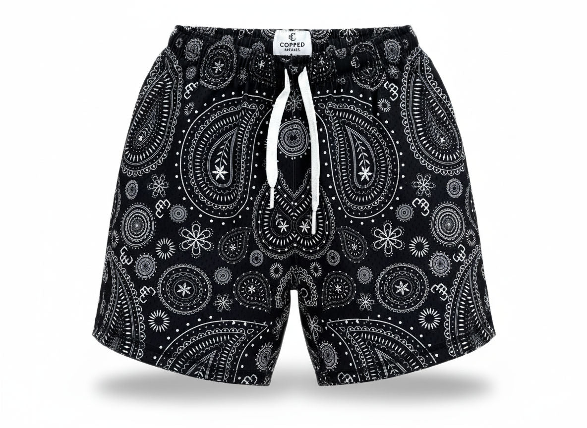 Copped Shorts Paisley Black