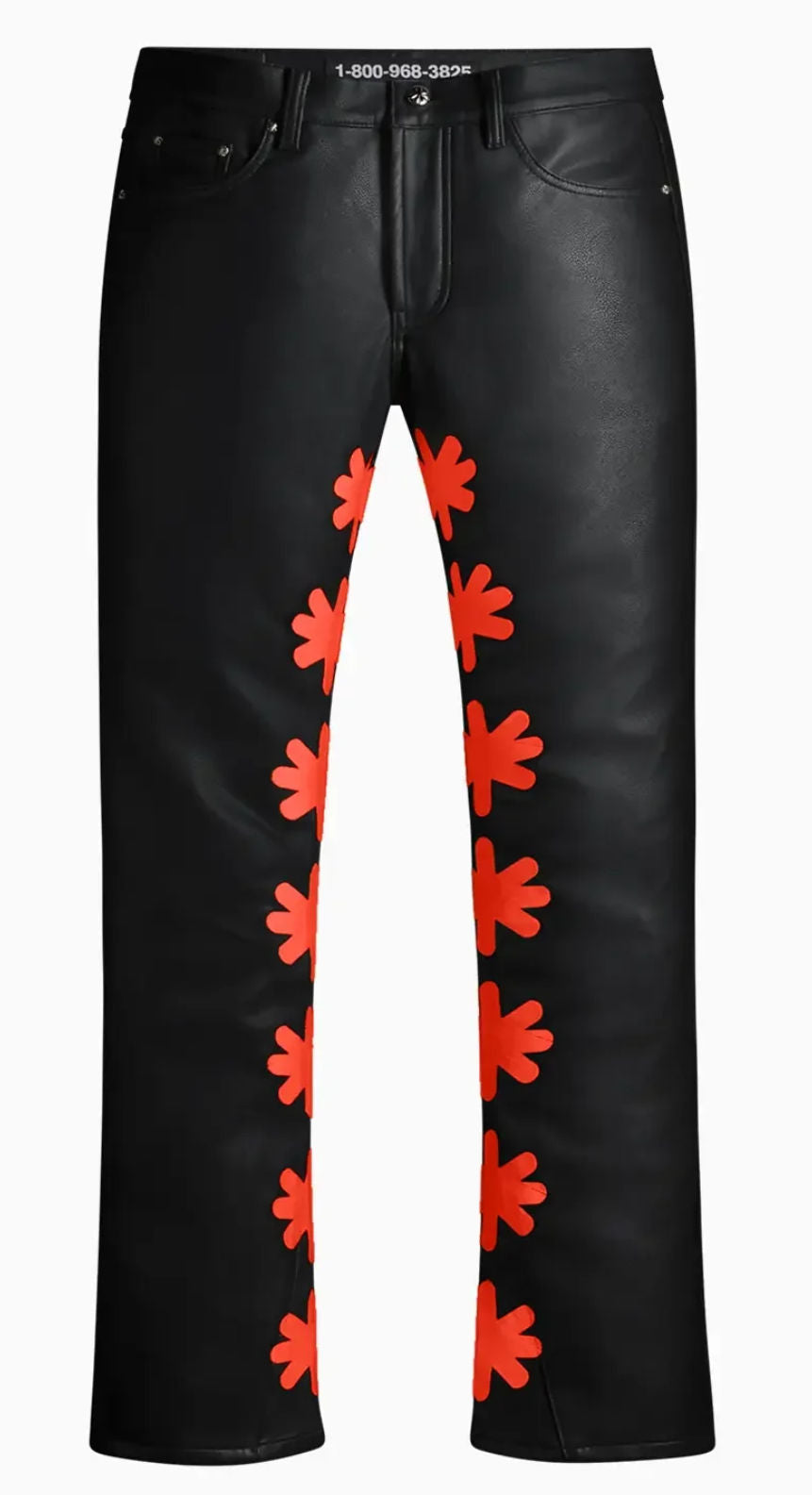 LOST SHDWS Red On Black Sun Logo Leather Denim