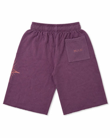 MANI Vertical Logo Washed Long Shorts Plum