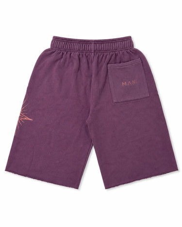 MANI Vertical Logo Washed Long Shorts Plum