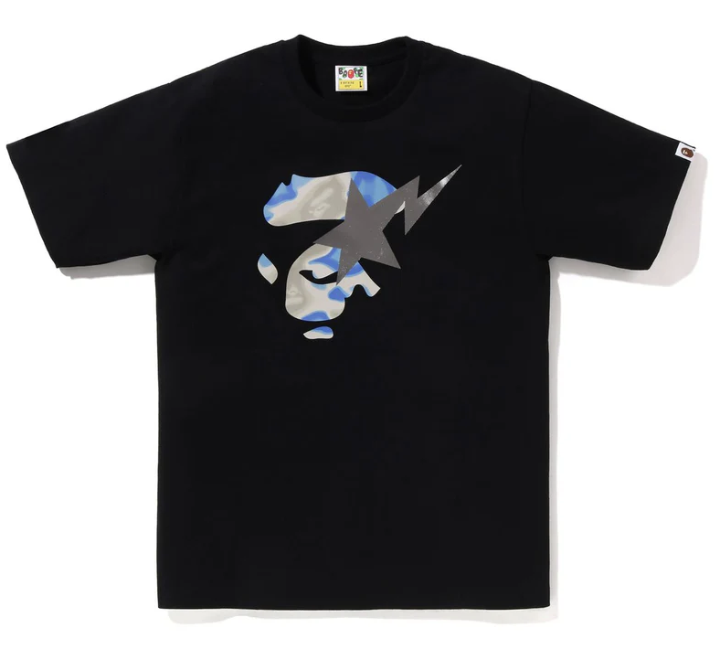 BAPE Liquid Camo Ape Face Sta Tee Black/Blue